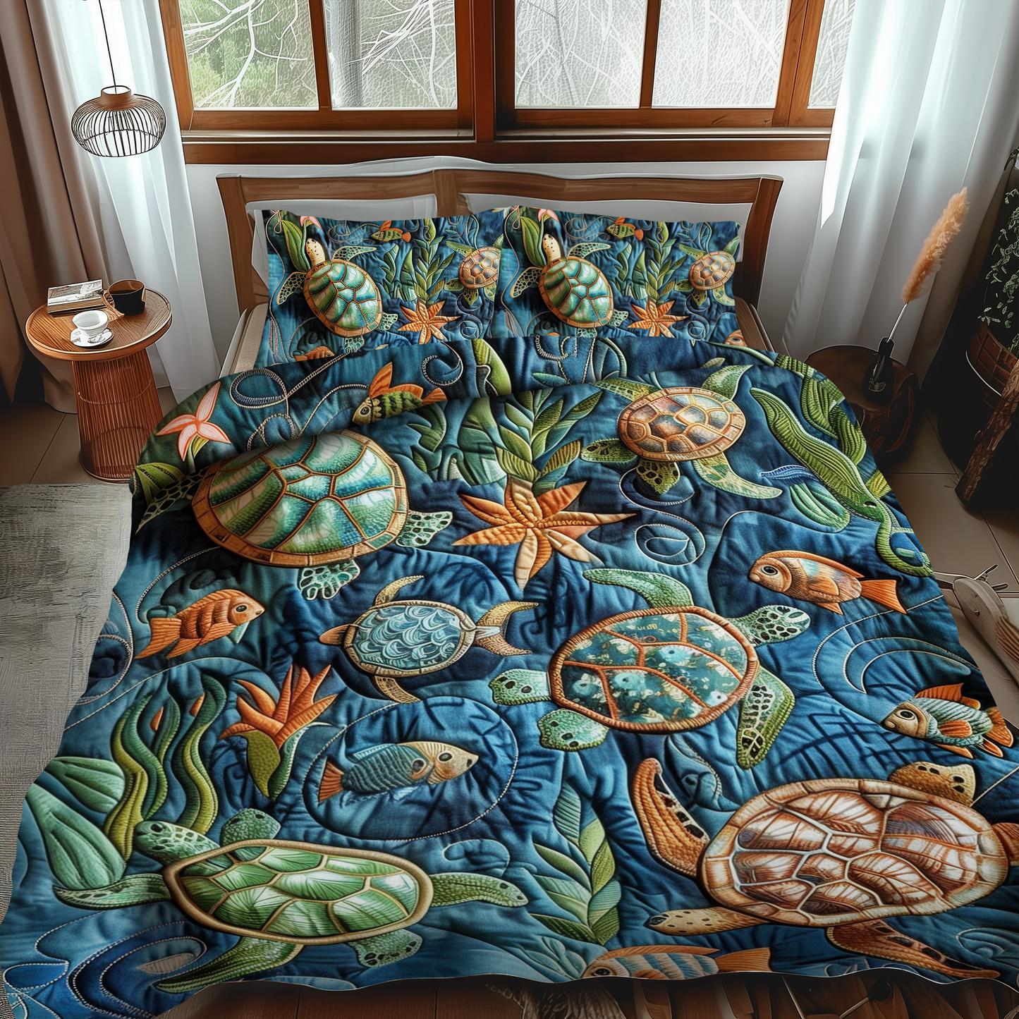 Turtle Sanctuary 3-Piece Quilted Bedding Set NCU0DV049