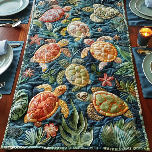 Turtle Sanctuary Quilted Table Runner NCU0DV141