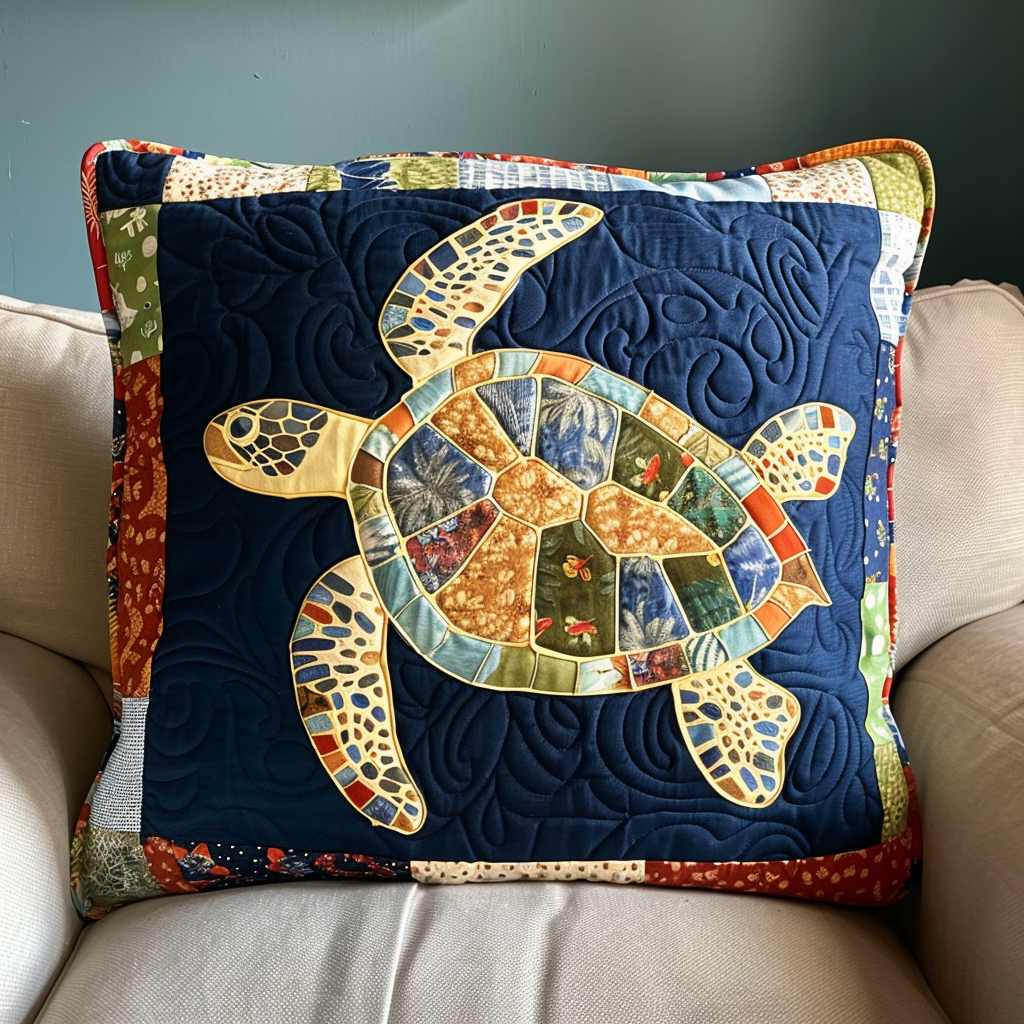 Turtle Tides Quilted Pillow Case NCU0PT316