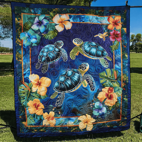 Turtle Tranquility Quilted Blanket NCU0TL593