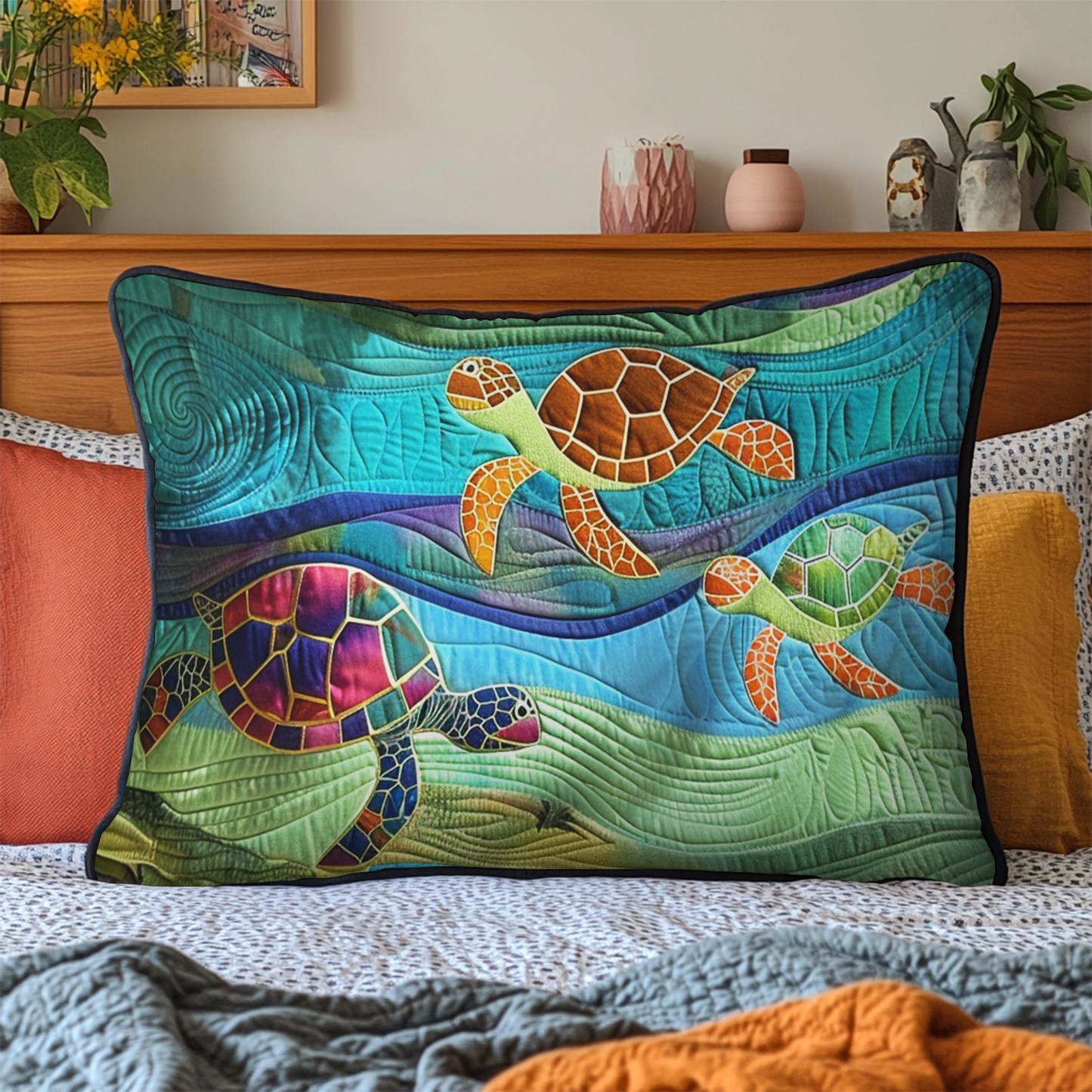 Turtle Trio Quilted Bedding Pillow Case NCU0NT2002