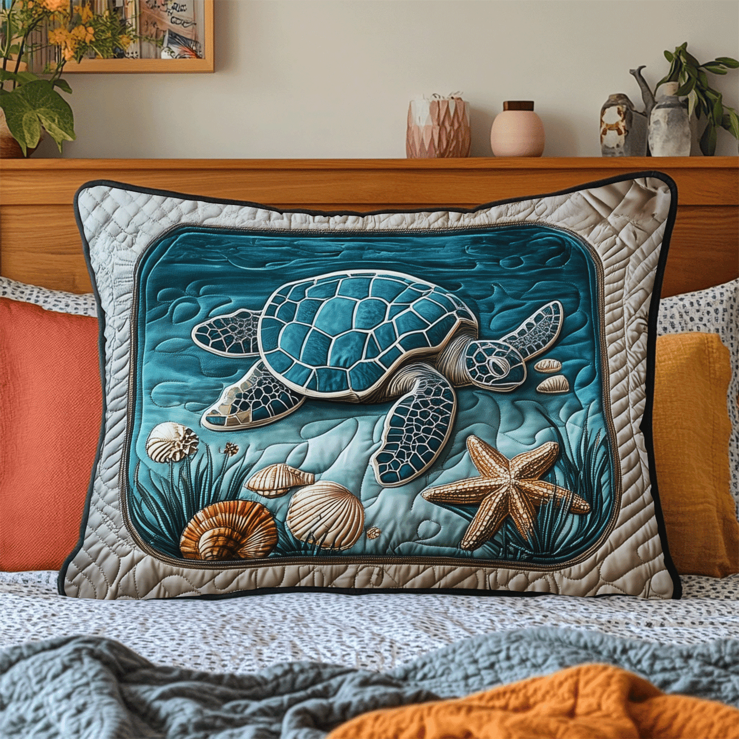 Turtle Waves Quilted Bedding Pillow Case NCU0DV3466