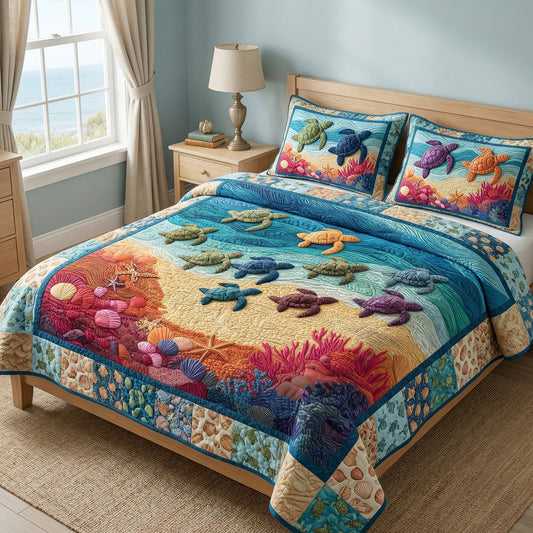 Turtle Beach 3-Piece Quilted Bedding Set NCU0NT12705