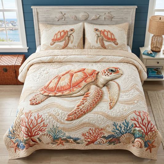 Turtle Breeze 3-Piece Quilted Bedding Set NCU0TD2854