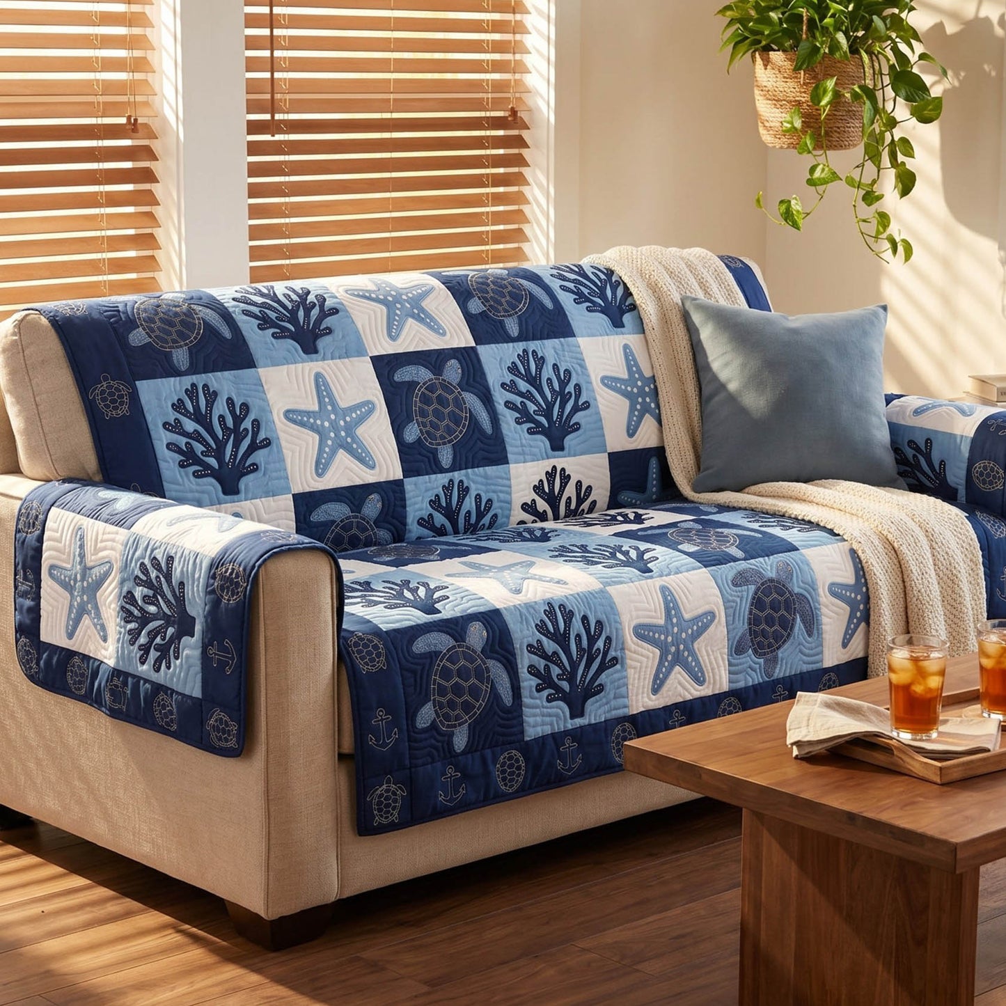 Turtle Breeze Quilted Sofa Cover NCU0TD2838