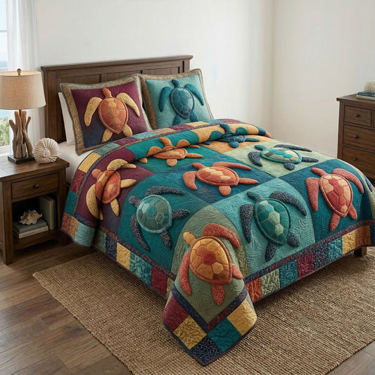 Turtle Coast 3-Piece Quilted Bedding Set NCU0NT12522