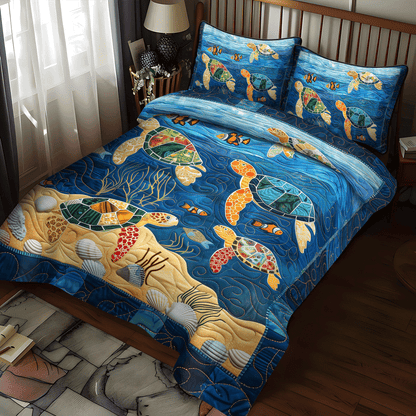 Turtle Coral Fest 3-Piece Quilted Bedding Set NCU0TH1356