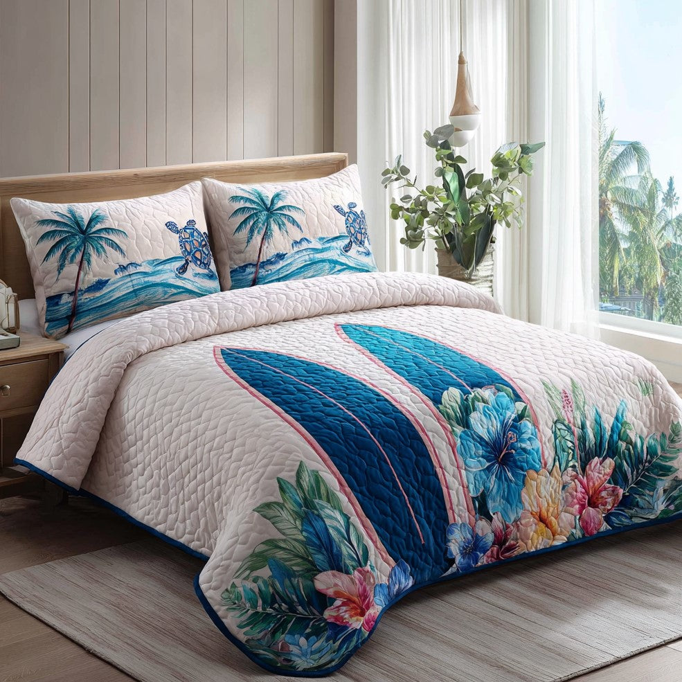 Turtle Cove 3-Piece Quilted Bedding Set NCU0VL3549
