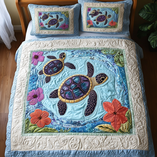 Turtle Cove Bliss 3-Piece Quilted Bedding Set NCU0DV1916