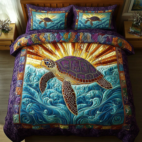 Turtle Dream 3-Piece Quilted Bedding Set NCU0VH2236