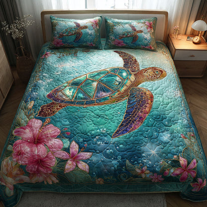 Turtle Dreams 3-Piece Quilted Bedding Set NCU0DK11713