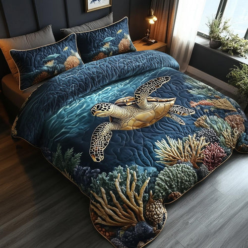 Turtle Dreams 3-Piece Quilted Bedding Set NCU0DV9456