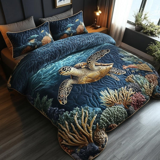 Turtle Dreams 3-Piece Quilted Bedding Set NCU0DV9456