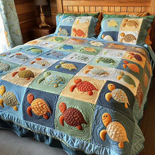 Turtle Dreams 3-Piece Quilted Bedding Set NCU0VH5183