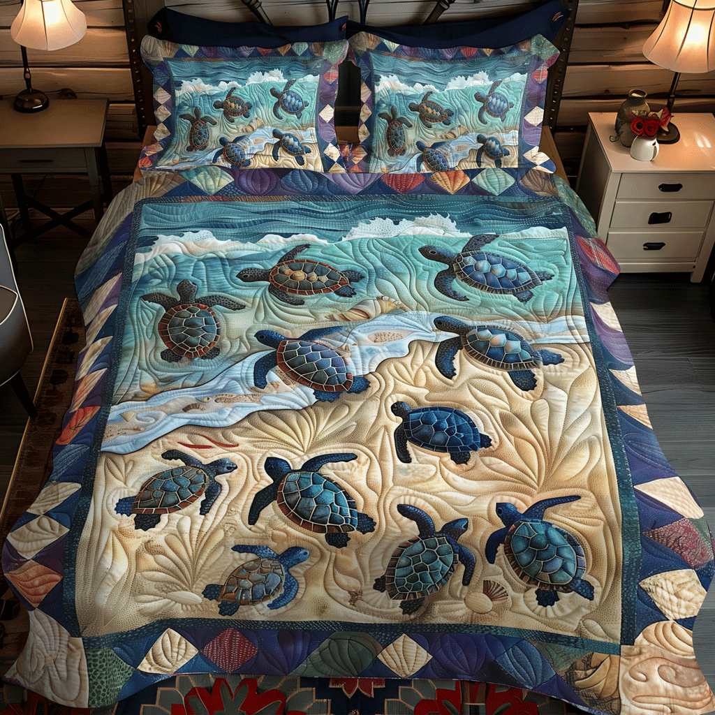 Turtle First Crawl 3-Piece Quilted Bedding Set NCU0TH1328 – Vantique