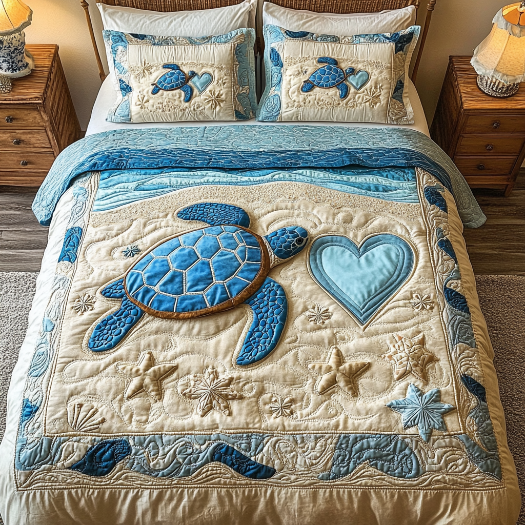 Turtle Grove 3-Piece Quilted Bedding Set NCU0DK7421