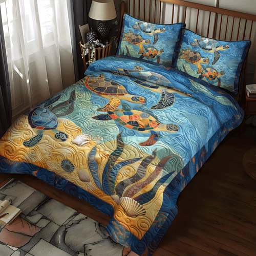 Turtle Harmony 3-Piece Quilted Bedding Set NCU0TH1348