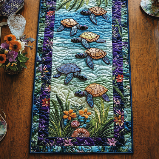 Turtle Harmony Quilted Table Runner NCU0DV4517