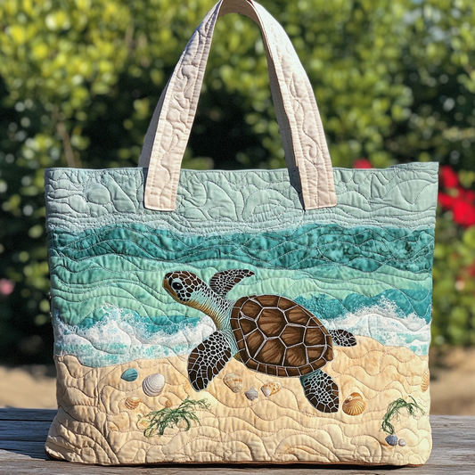 Turtle Harmony Quilted Tote Bag NCU0DK8790