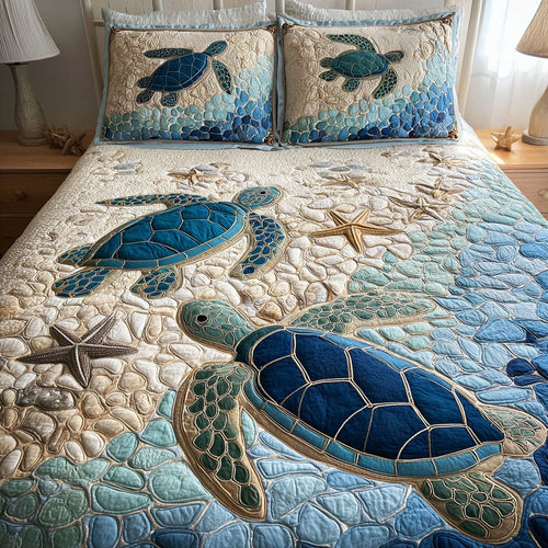 Turtle Haven 3-Piece Quilted Bedding Set NCU0DK11715
