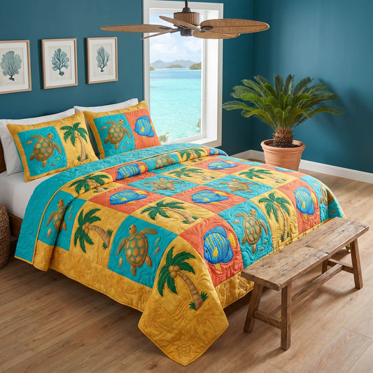 Turtle Haven 3-Piece Quilted Bedding Set NCU0TD2847