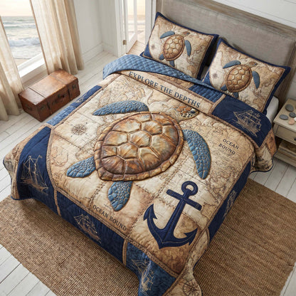 Turtle Haven 3-Piece Quilted Bedding Set NCU0TD2857