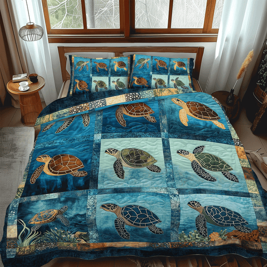 Turtle Haven 3-Piece Quilted Bedding Set NCU0TL1133