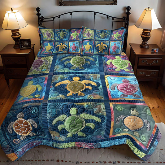 Turtle Haven 3-Piece Quilted Bedding Set NCU0TL761