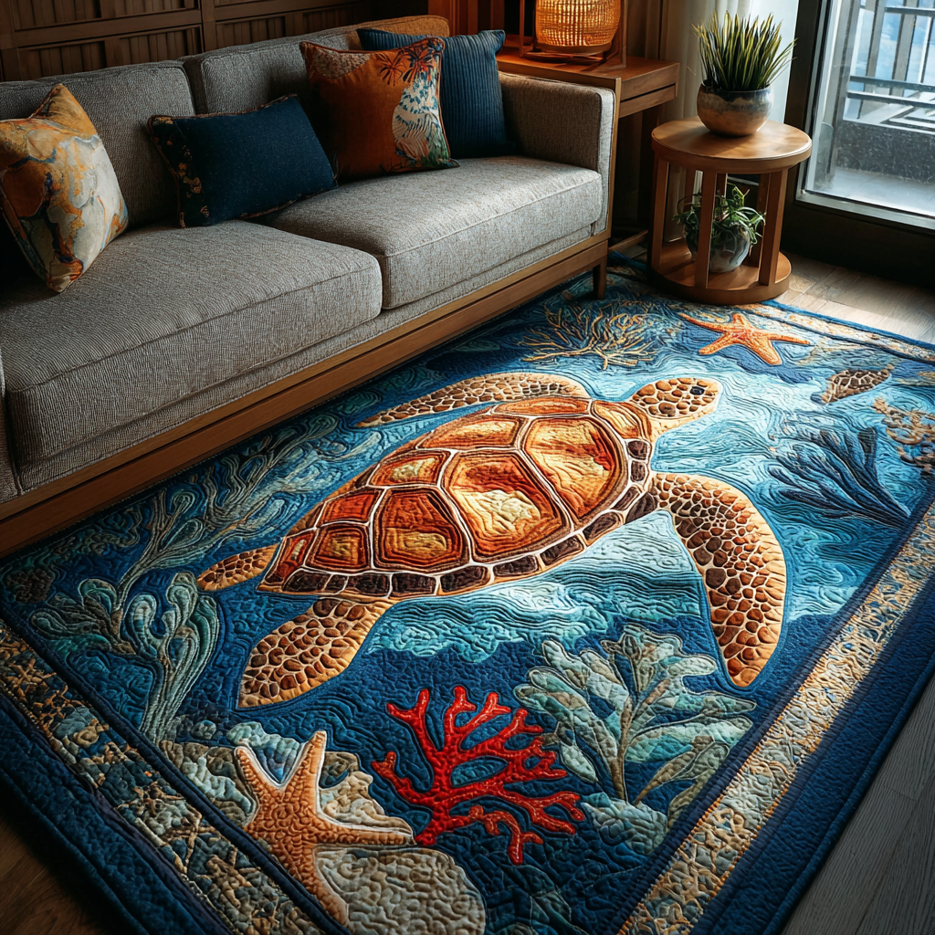 Colorful Turtle Rug Turtle Haven Area Rug NCU0DK10132 – Vantique