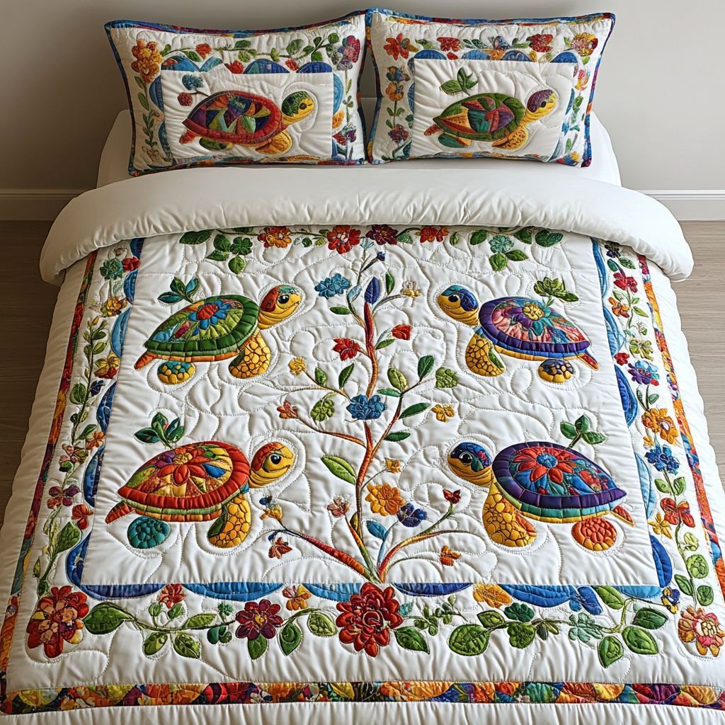 Turtle Haven 3-Piece Quilted Bedding Set NCU0DV2525
