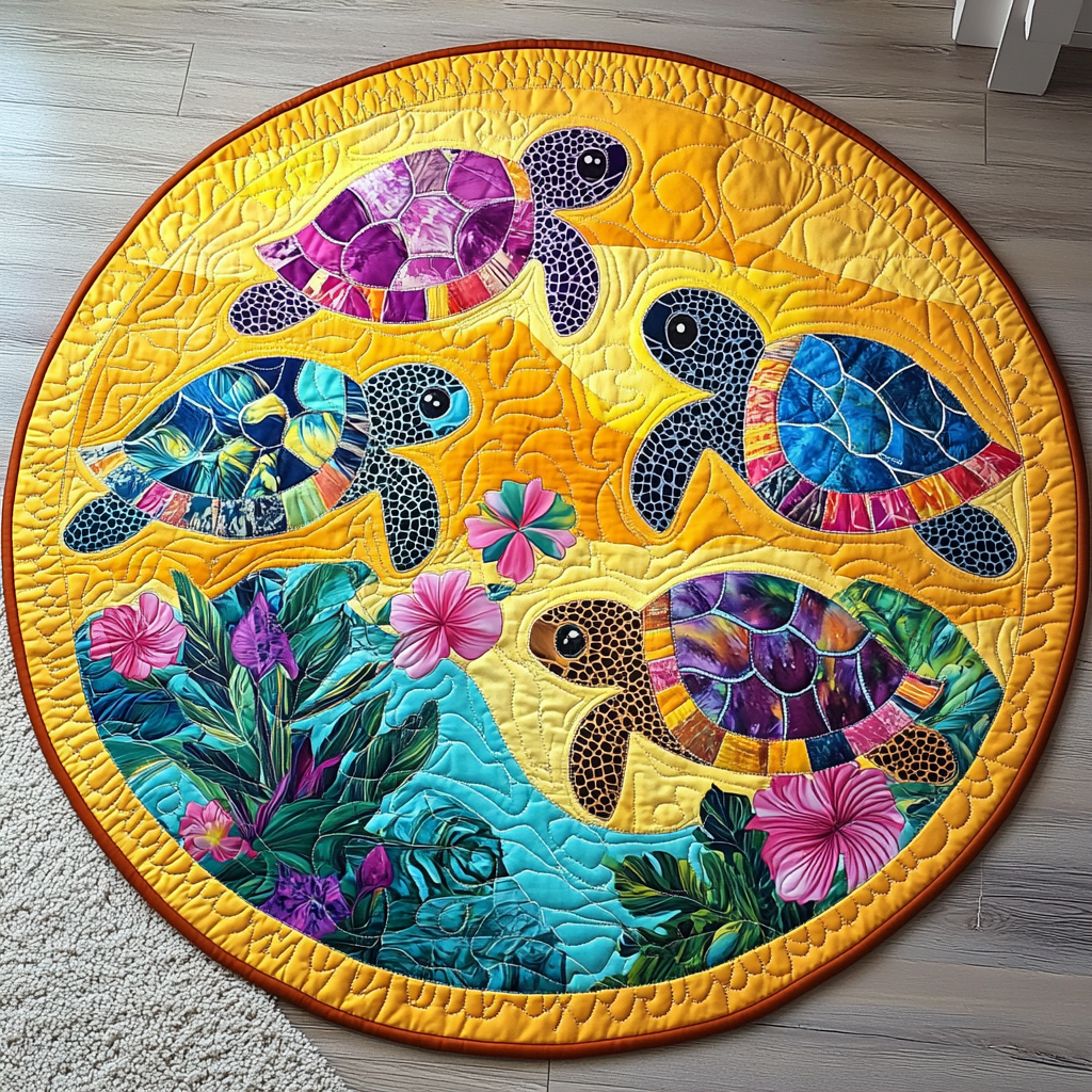 Turtle Haven Quilted Round Mat NCU0TL1445