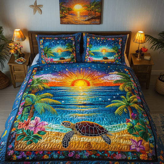 Turtle Journey 3-Piece Quilted Bedding Set NCU0NT5272