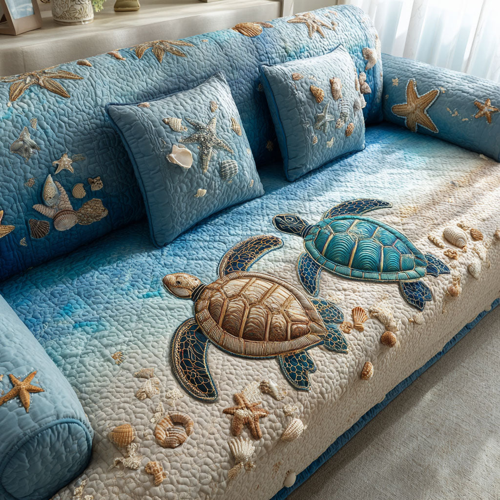 Turtle Lagoon Coast Quilted Sofa Cover NCU0PT10769
