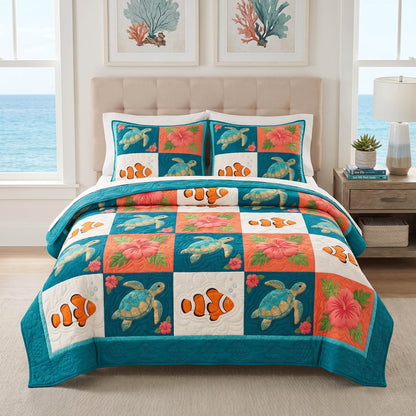 Turtle Mosaic 3-Piece Quilted Bedding Set NCU0TD2845