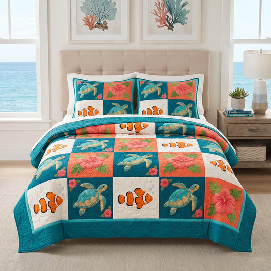Turtle Mosaic 3-Piece Quilted Bedding Set NCU0TD2845