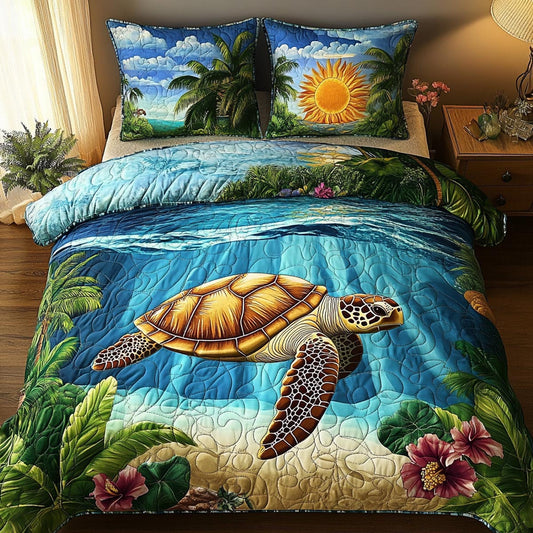 Turtle Paradise 3-Piece Quilted Bedding Set NCU0DV9467