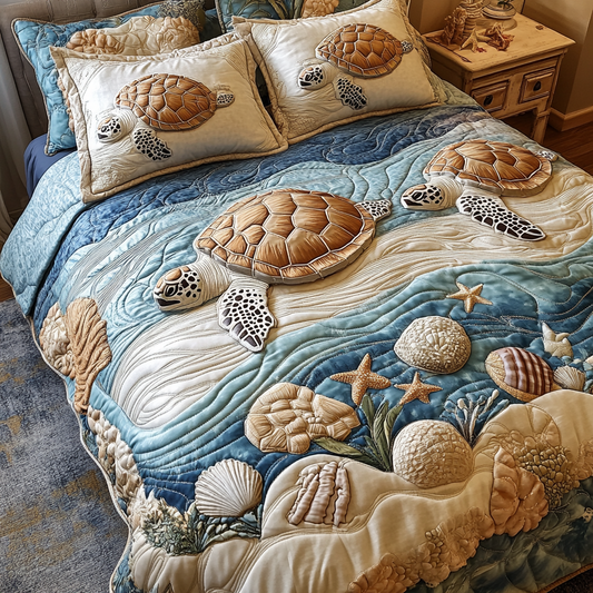 Turtle Paradise 3-Piece Quilted Bedding Set NCU0VH3932