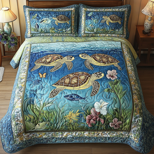 Turtle Paradise 3-Piece Quilted Bedding Set NCU0VH4608
