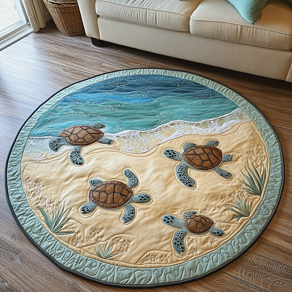 Turtle Paradise Quilted Round Mat NCU0DK7414