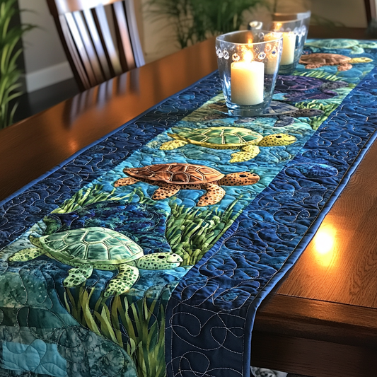 Turtle Paradise Quilted Table Runner NCU0VH3206