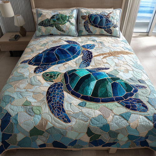 Turtle Path 3-Piece Quilted Bedding Set NCU0DK11714