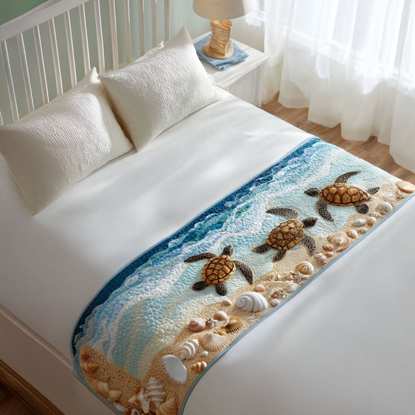 Turtle Pond Explorer Quilted Bed Runner NCU0PT8099
