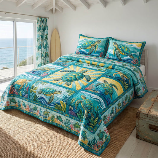 Turtle Reef 3-Piece Quilted Bedding Set NCU0TD2856