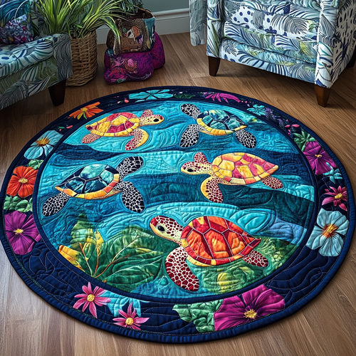 Turtle Relax Quilted Round Mat NCU0TL1457