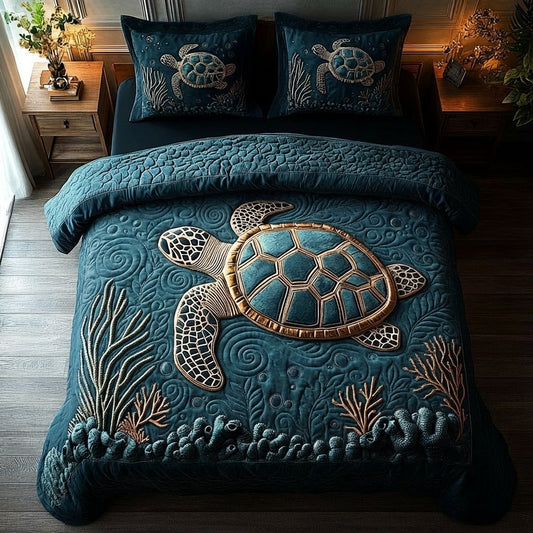 Turtle Retreat 3-Piece Quilted Bedding Set NCU0DV9463