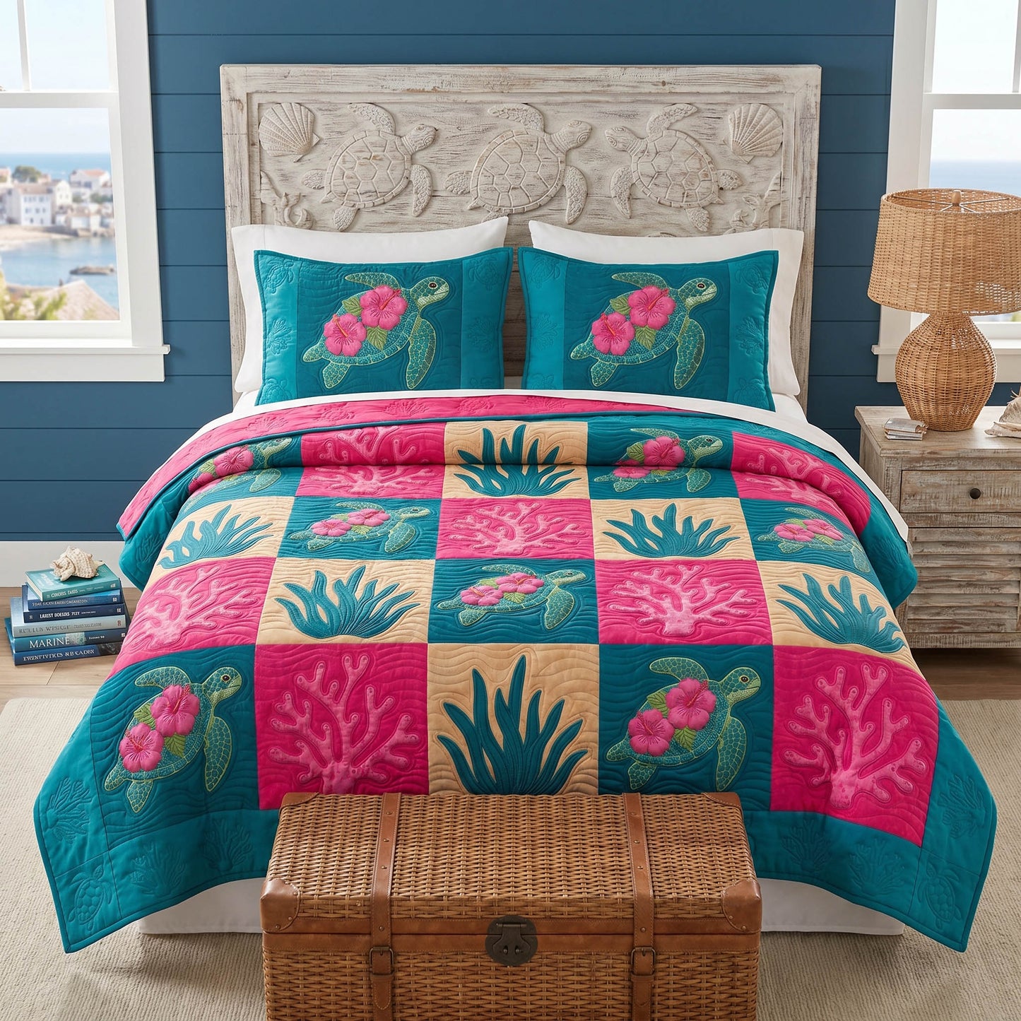 Turtle Retreat 3-Piece Quilted Bedding Set NCU0TD2850