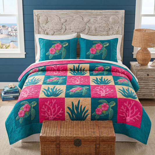 Turtle Retreat 3-Piece Quilted Bedding Set NCU0TD2850