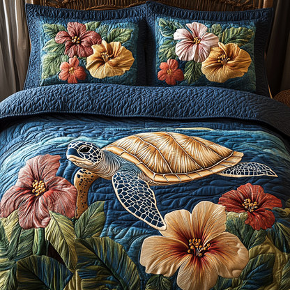 Turtle Serenity 3-Piece Quilted Bedding Set NCU0VH4781