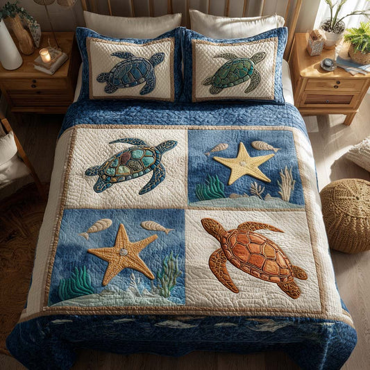 Turtle Shores 3-Piece Quilted Bedding Set NCU0TD008