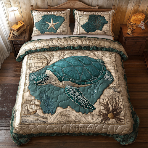 Turtle Spirit 3-Piece Quilted Bedding Set NCU0DK6778